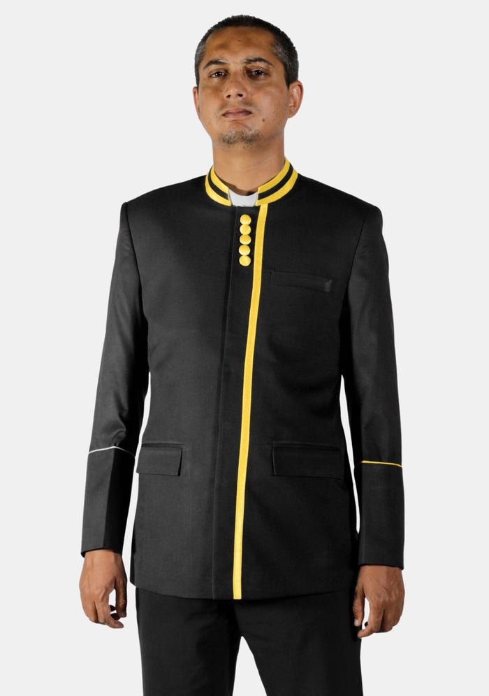 Black with Gold Priest Clerical Jacket