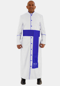 White with Royal Blue Mens eClergys Robe