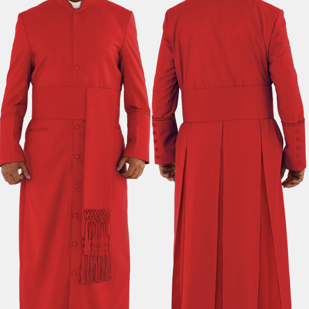 Men Red eClergys Robe with Classy Red Piping