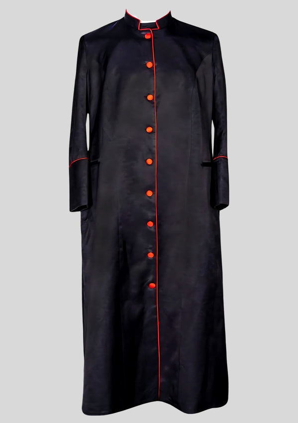 Female Clergy Robe Black with Red Contrast