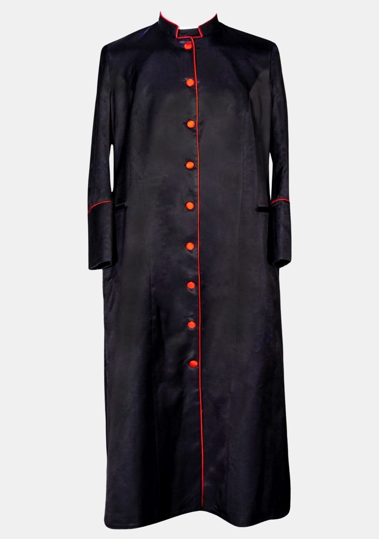 Mormon Robe Rouge Women Black Red Pastoral Robe with Fabric Covered Buttons – eClergys