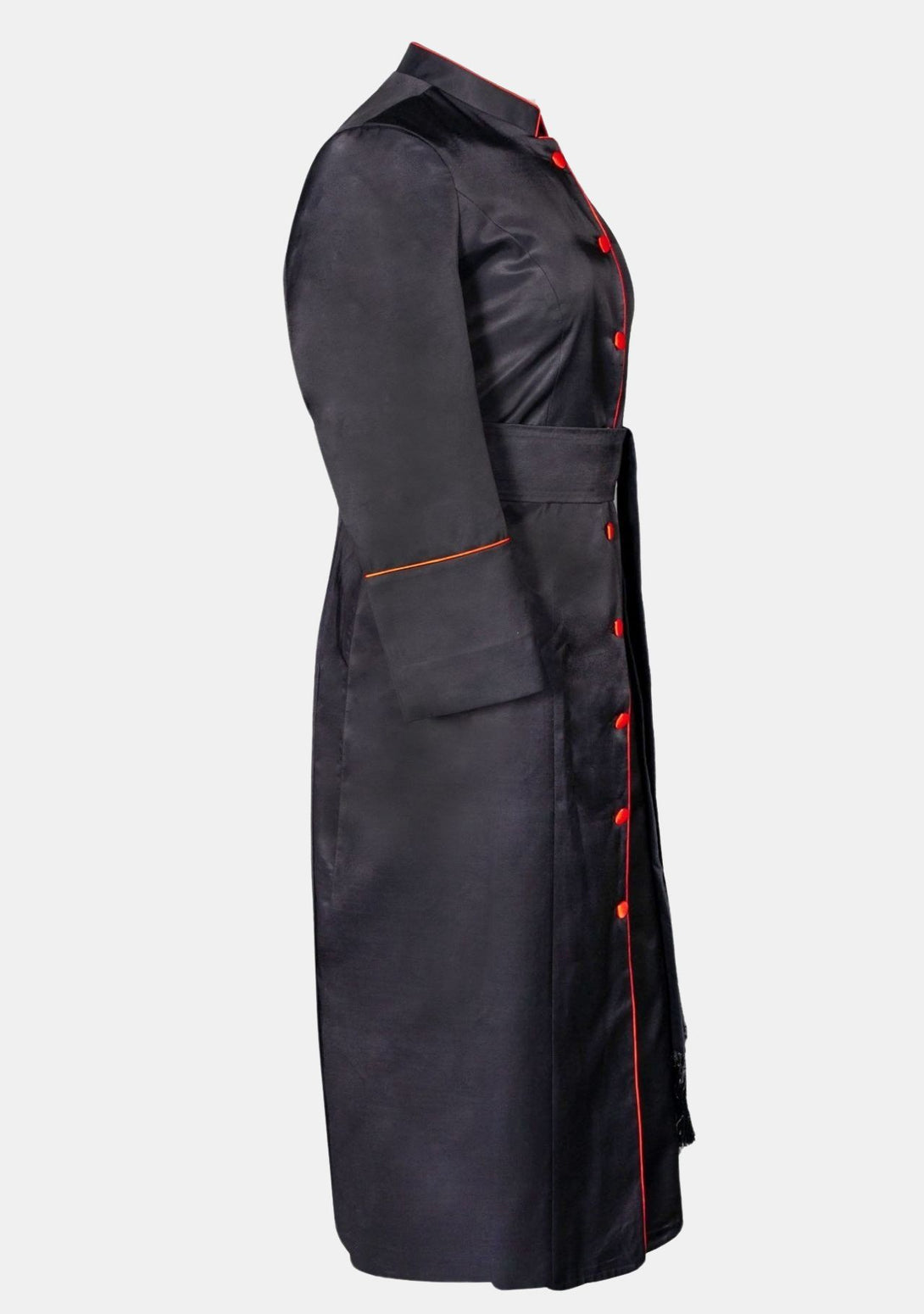 Mormon Robe Rouge Women Black Red Pastoral Robe with Fabric Covered Buttons – eClergys