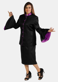 eClergys's Suit Flared Sleeve Black Purple