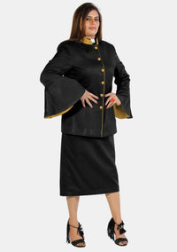 eClergys's Suit Flared Sleeve Black Gold