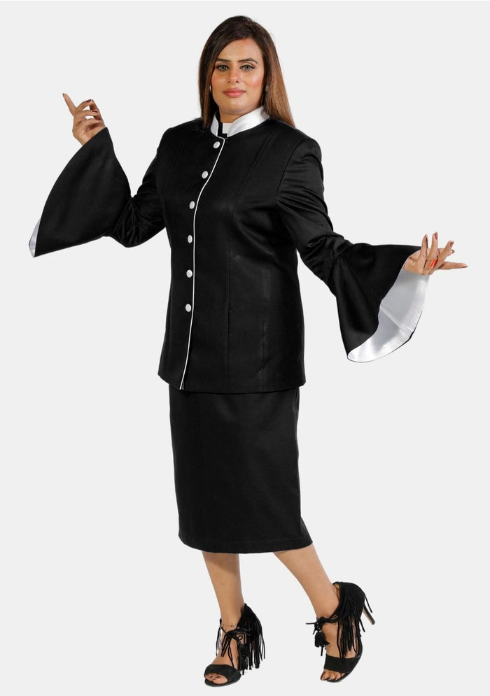 eClergy's Suit Flare Sleeve Black White