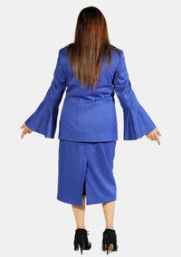 Women eClergys's Suit Flared Sleeve Royal Blue