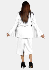 Female eClergy's Suit Flared Sleeve White