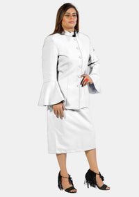 Female eClergy's Suit Flared Sleeve White