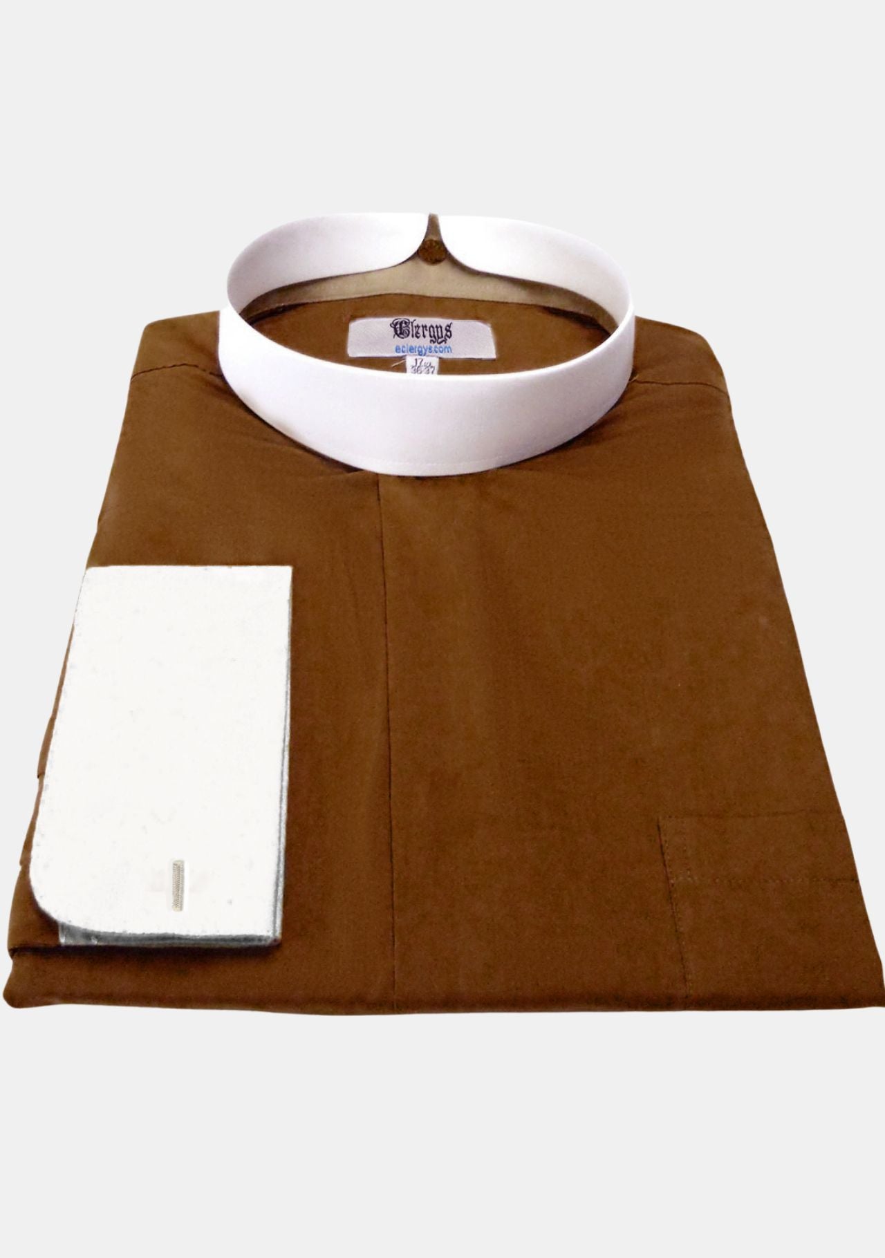 Brown Banded Collar Clergy Shirt With French Cuffs – eClergys