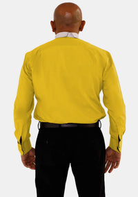 Full Collar Long Sleeve Gold Pastoral Shirt for Men