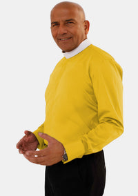 Full Collar Long Sleeve Gold Pastoral Shirt for Men