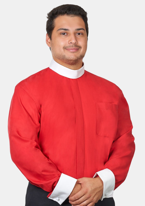 Full Collar Red Clergy Shirt for Men