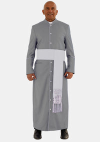 Gray With White eClergys Robe for Men