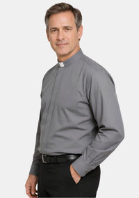 Gray Tab Collar Shirt for Clergy