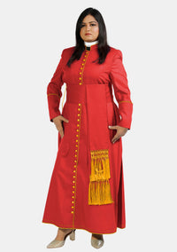 Hadarah Red Cassock with Gold Trim for Ladies
