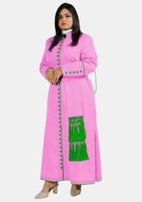 Hannah Pink Cassock with Green Trim