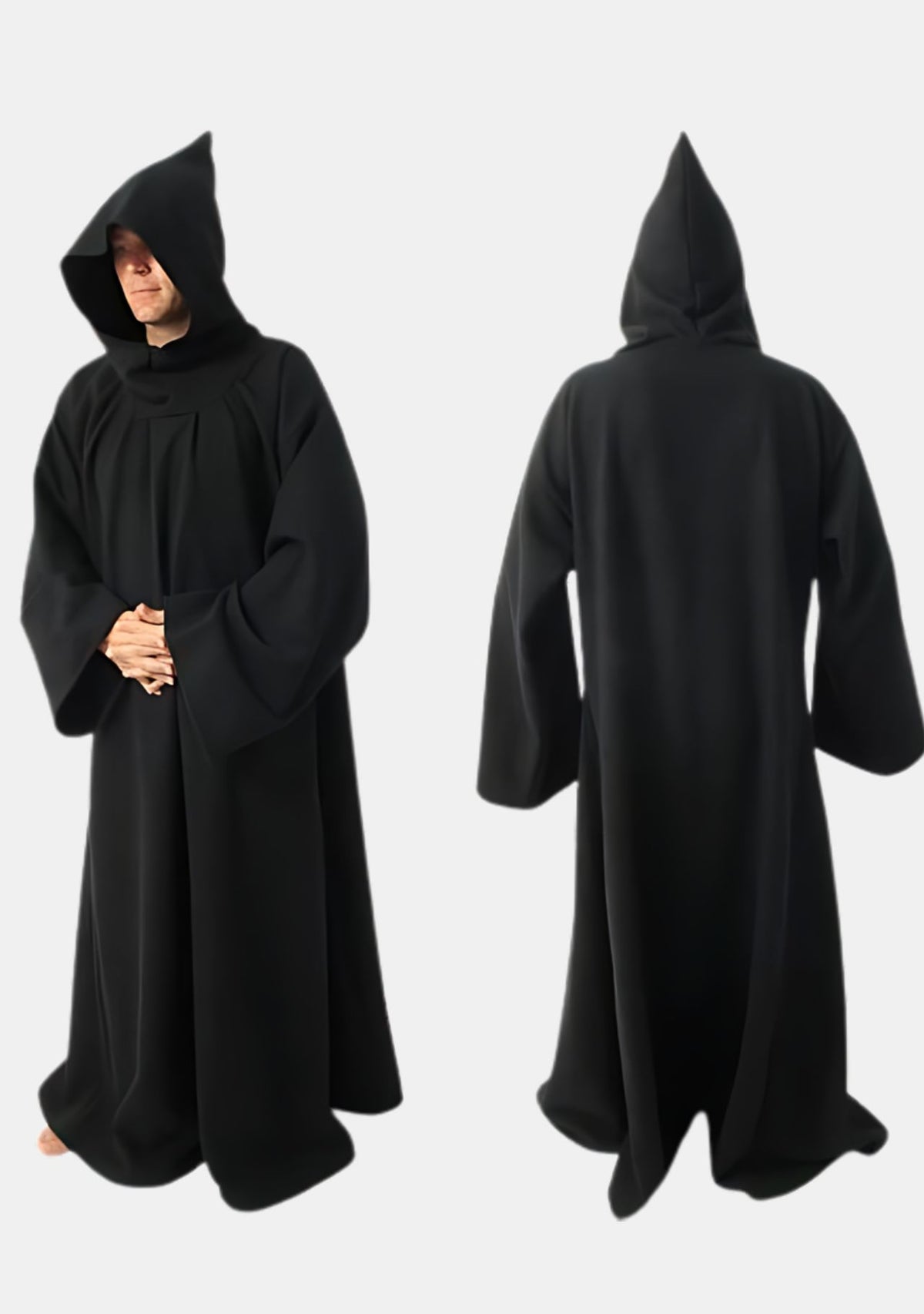 Black Monk Robe with Fixed Hood