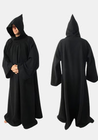 Black Monk Robe with Fixed Hood