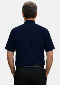 Jair Tab Collar Short Sleeve Navy Blue Clergy Shirt for Men