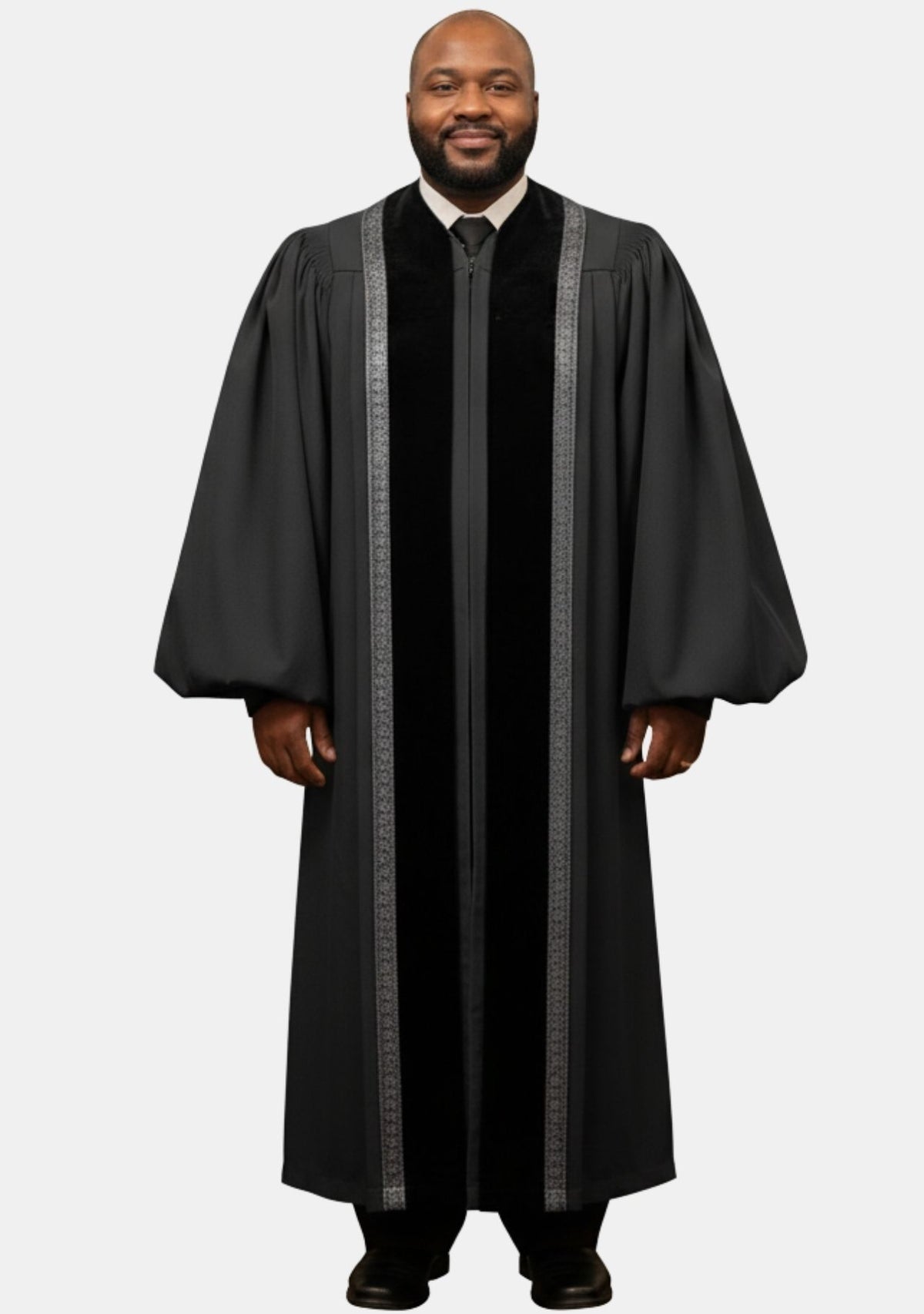 Jeremy Pulpit Robe for Men Black and Silver