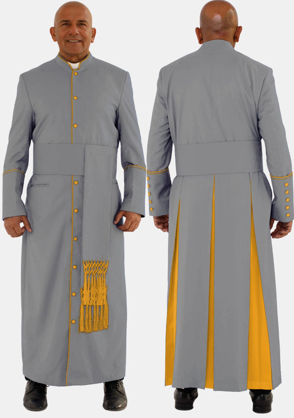 Jesse Clergy Robe Gray with Gold