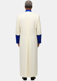 Joey Clergy Robe for Men White and Royal Blue