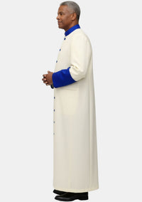 Joey Clergy Robe for Men White and Royal Blue
