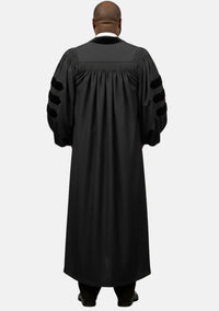 Kaniel Doctoral Bars Pulpit Robe for Men Black
