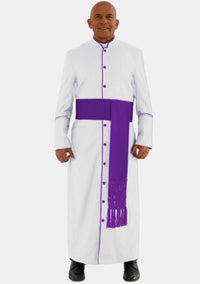 Mens White and Purple eClergys Robe