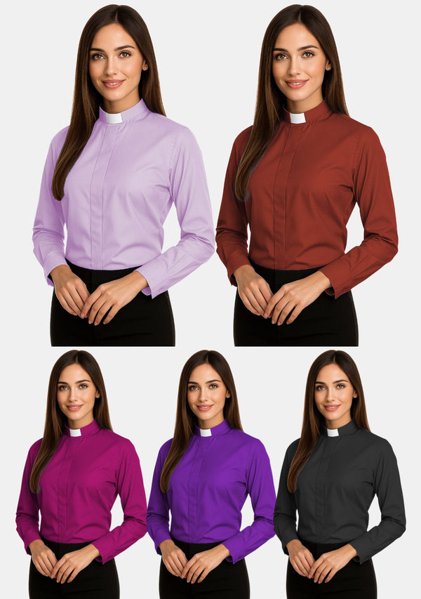 Ladies Tab Collar Clergy Shirt Long Sleeves