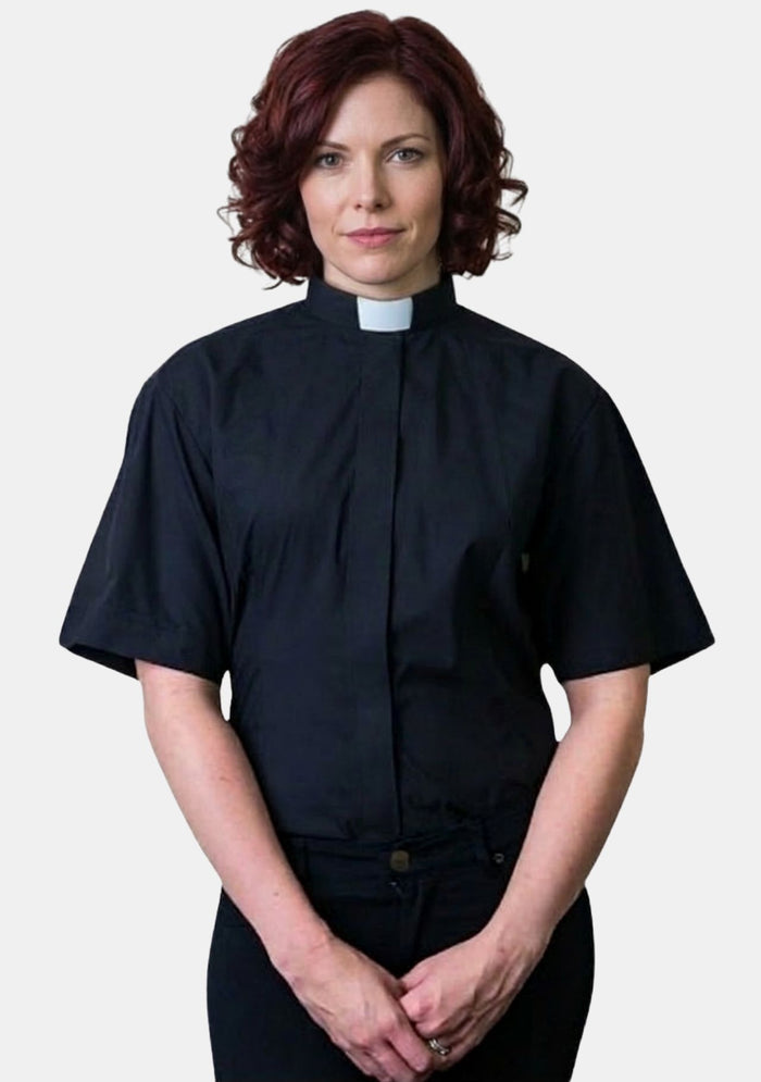 Ladies Tab Collar Black Shirt