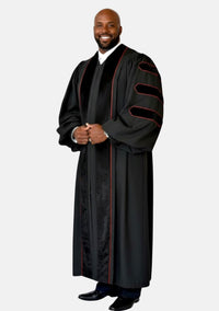 Leor Doctoral Bars Pulpit Robe for Men Black and Red