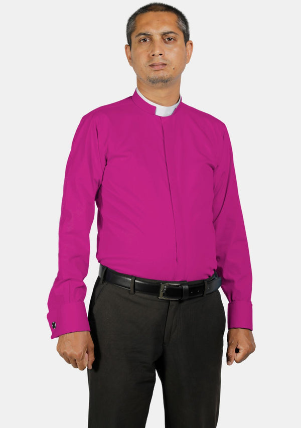 Red Purple Tonsure Collar Clerical Shirt