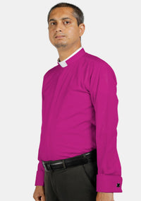 Red Purple Tonsure Collar Clerical Shirt