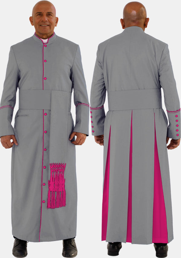 Lucas Clergy Robe Gray with Red Purple