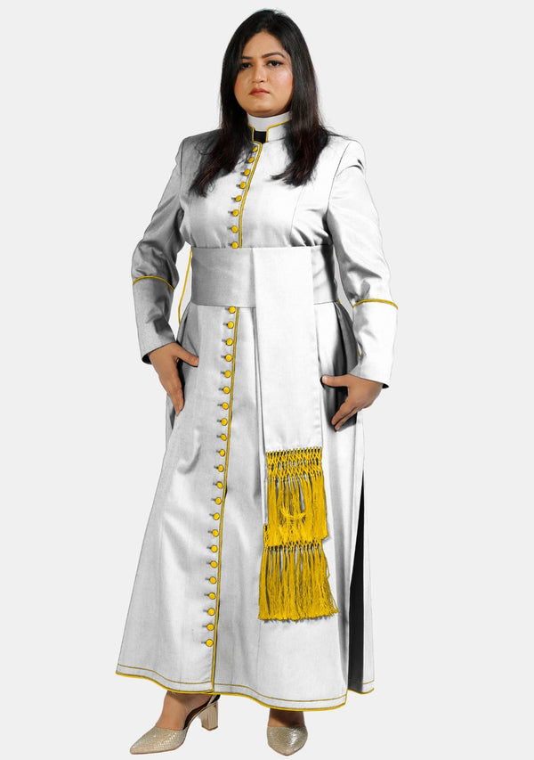 Luminous Liturgy Cassock for Womens White – Gold