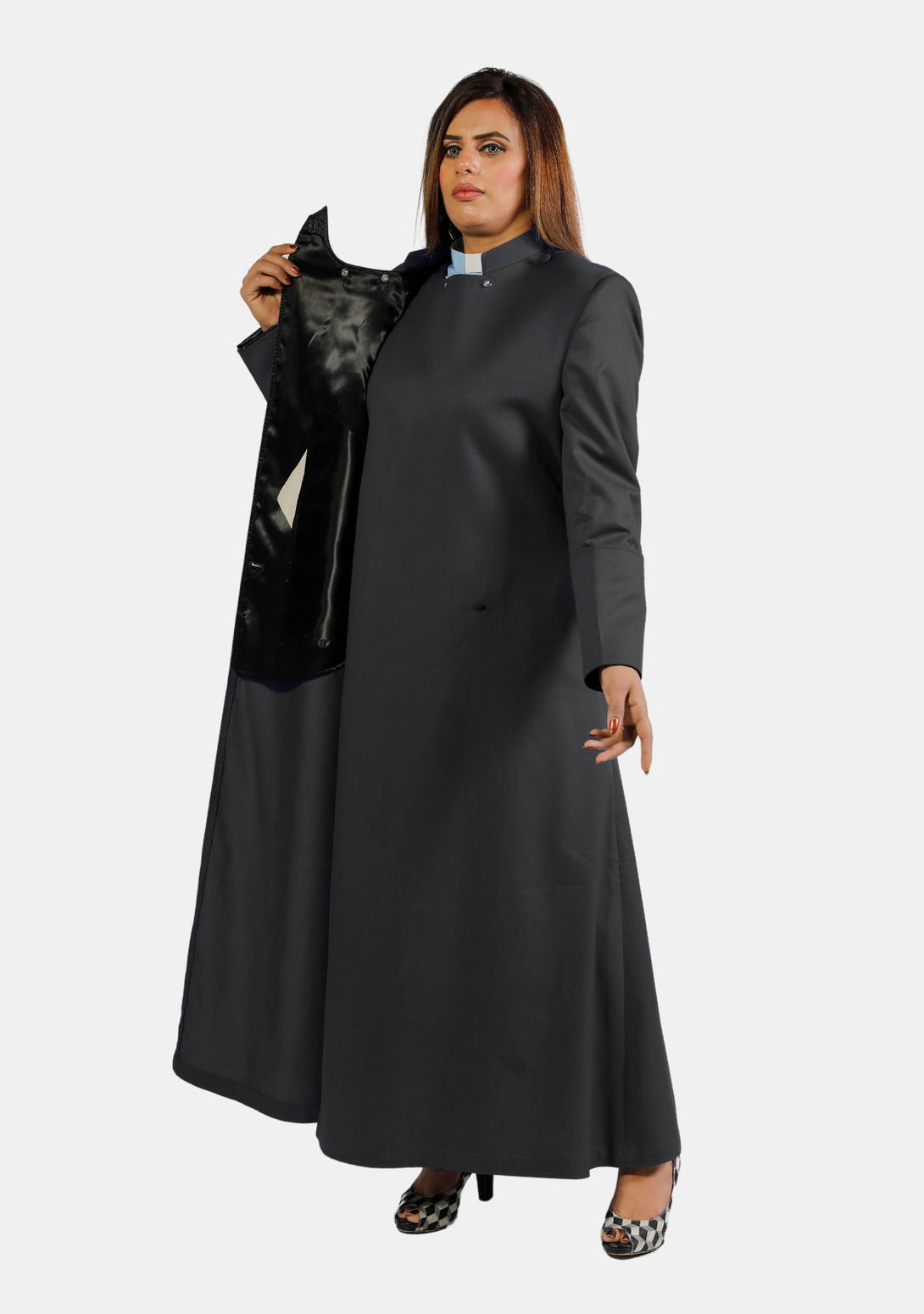 Women Chimere and Rochet Set Black with Chic Trim and Pleats – eClergys