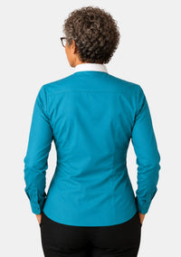 Marea Neckband Collar Clergy Shirt for Women Opaque Blue
