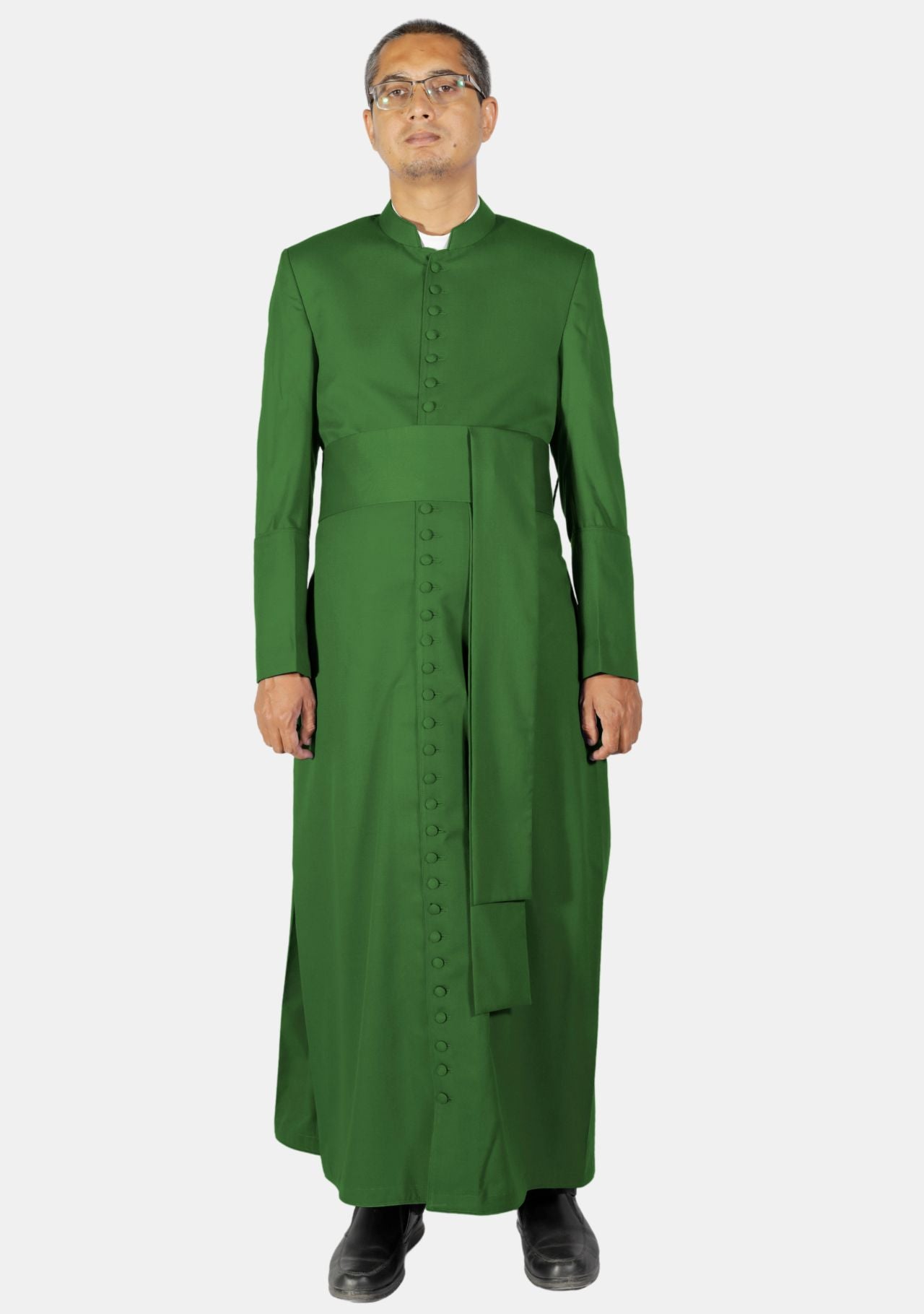 Green Cassock for Men with 33 Buttons in Tropical Suiting Fabric – eClergys