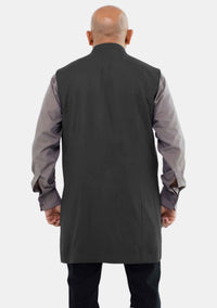 Men Clergy Long Vest Black