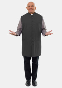 Men Clergy Long Vest Black