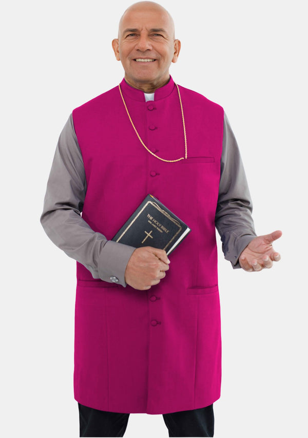 Men Clergy Long Vest Red Purple