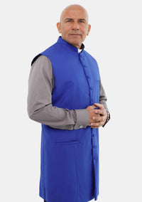 Men Clergy Long Vest Royal Blue