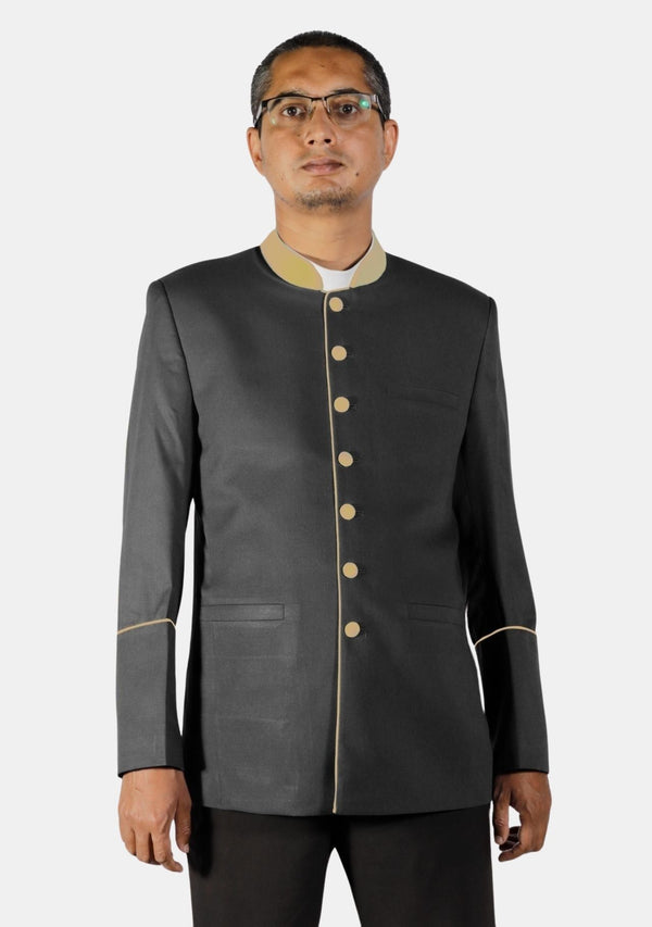 Black With Gold Preacher Jacket