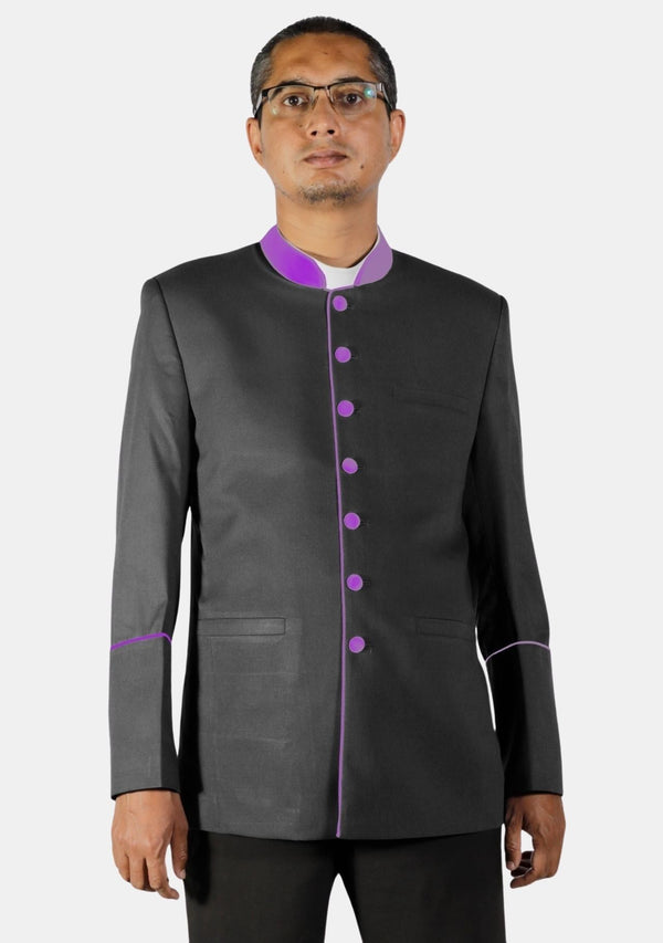 Sacred Solidity Jacket for Priest in Black and Purple