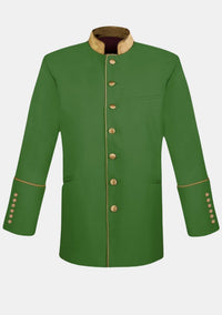 Olive Green Clergy Jacket with Gold Trim