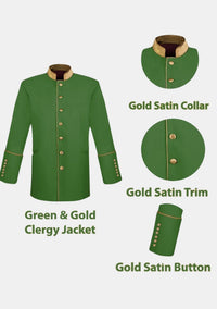 Olive Green Clergy Jacket with Gold Trim