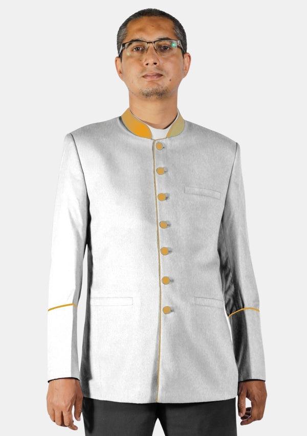 David Royal Professional Clerical Jacket White and Gold