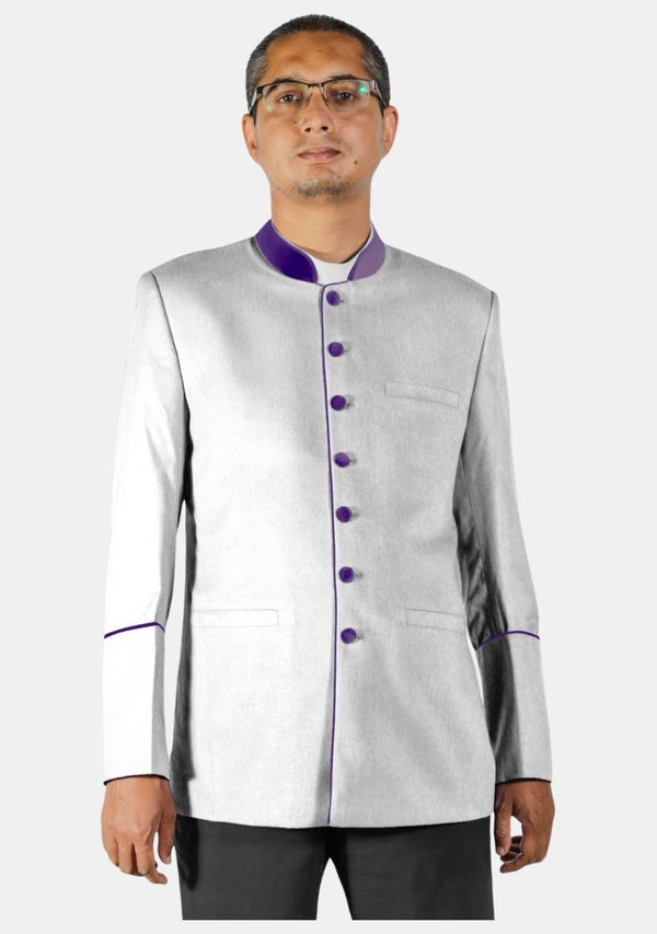 White Purple Clerical Preaching Jacket