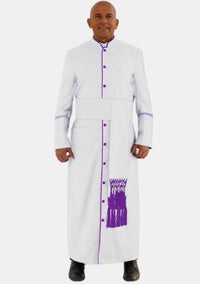 Mens White and Purple eClergys Robe